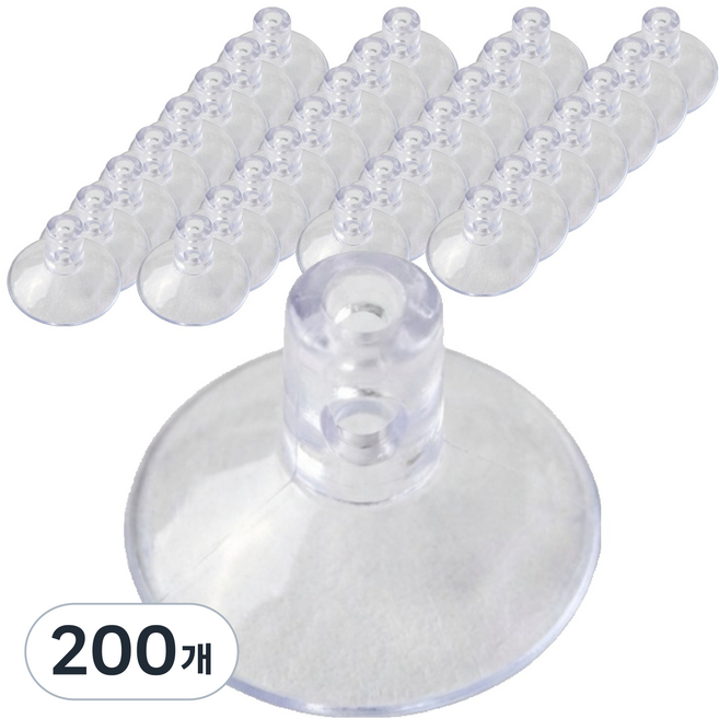 이츠굿텐 좌우 및 세로까지 가능 압착고무 다용도 강력흡착판, 투명, 200개