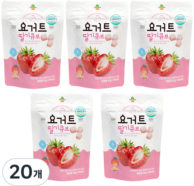 산마을 요거트 딸기큐브, 20개, 16g, 딸기맛
