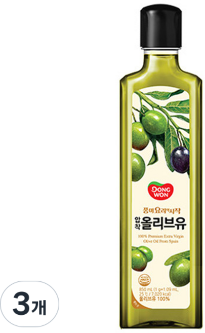 동원 압착 올리브유, 3개, 850ml