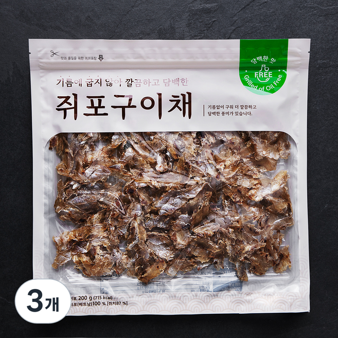 선홍수산식품 기름에 굽지 않아 깔끔하고 담백한 쥐포구이채, 200g, 3개
