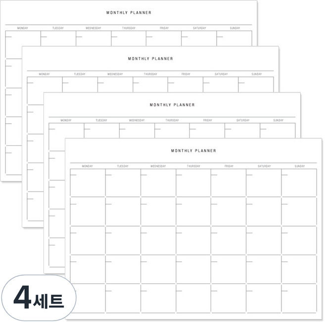 데얼스 스케줄러 20매 4p, 먼슬리, 4세트