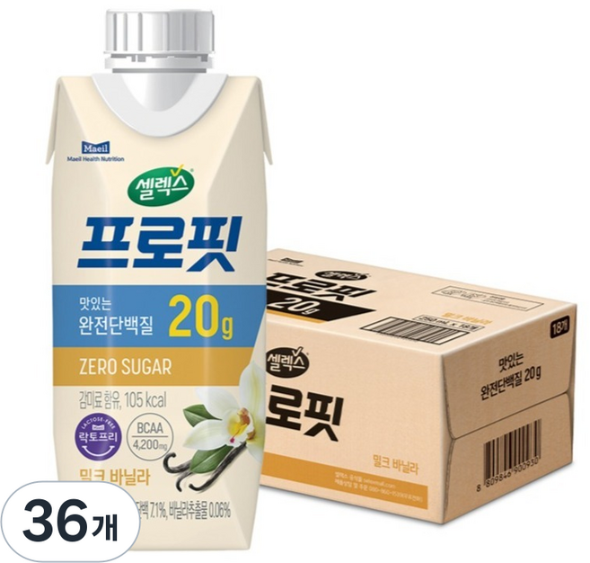 셀렉스 프로핏 밀크 바닐라, 250ml, 36개