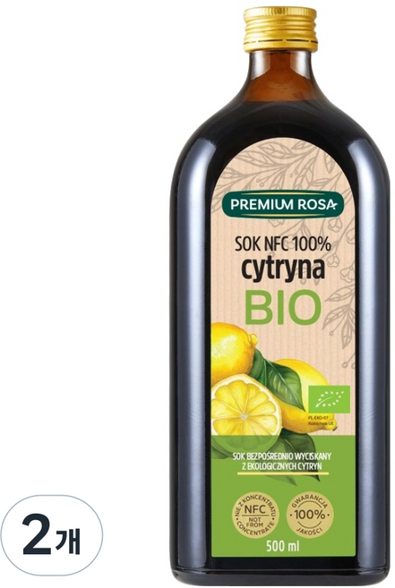 프리미엄로사 유기농 원액 레몬즙, 500ml, 2개