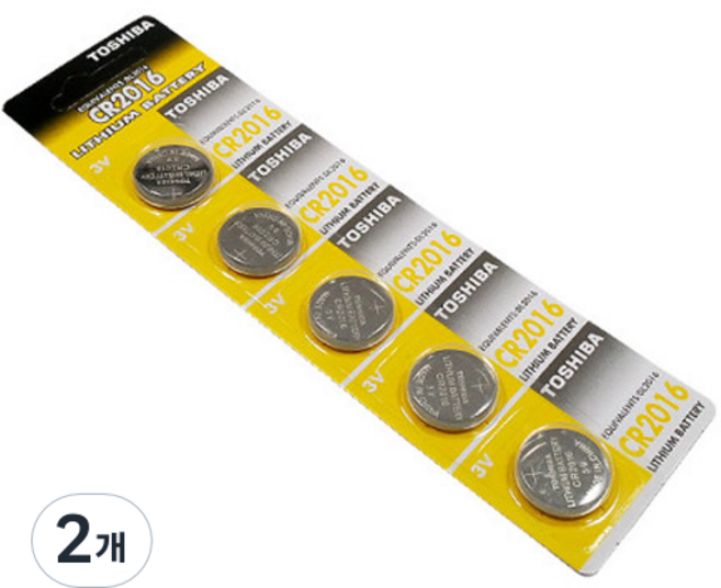 도시바 코인 리튬 건전지 3V CR2016, 2개, 5개입