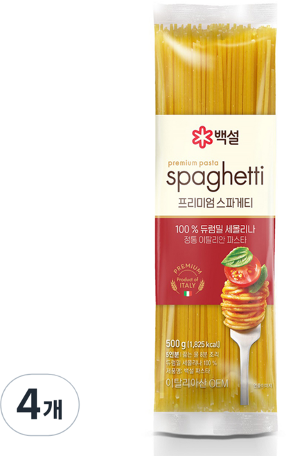 백설 스파게티면, 500g, 4개