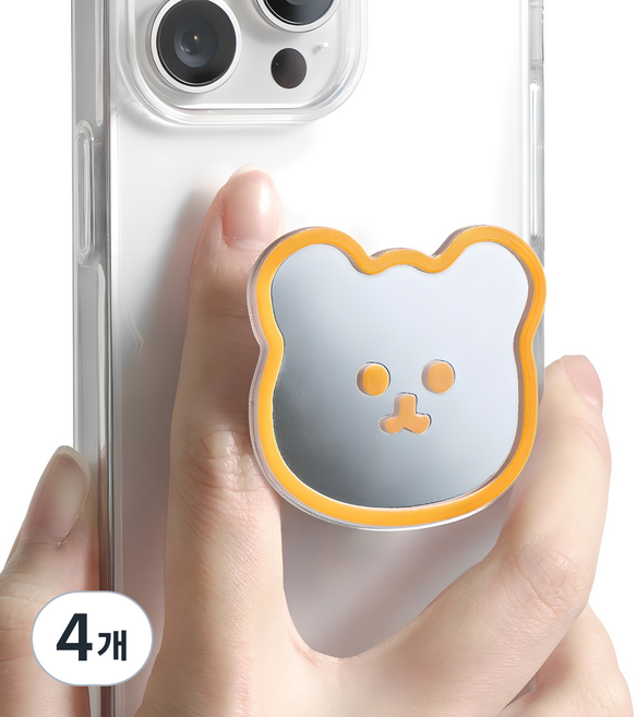 누아트 미러 그립 스마트톡, 곰돌이오렌지, 4개