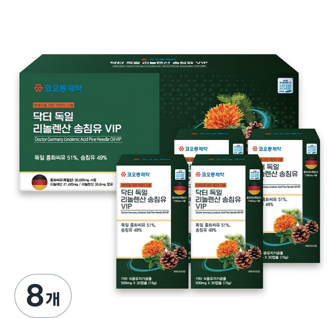 KOLON PHARMA 德國博士 亞麻酸松針油 VIP 15g, 30錠, 8個