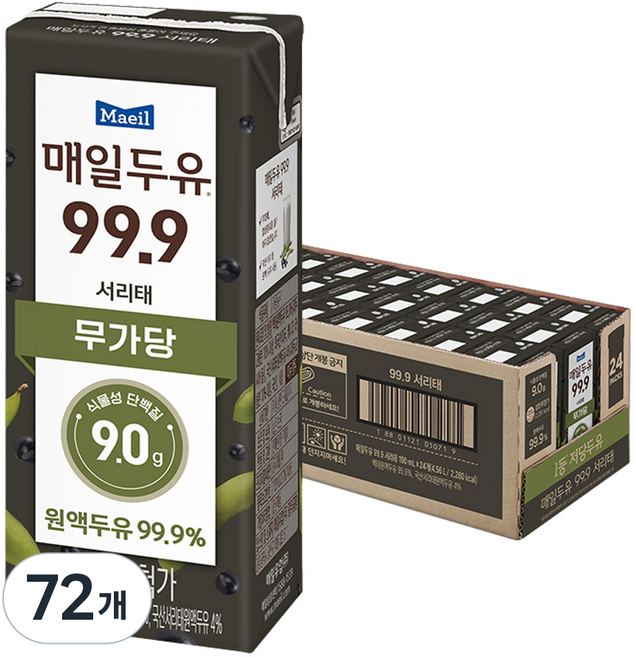 매일두유 99.9 서리태, 72개, 190ml