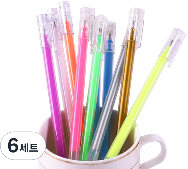 포토비 블랙페이퍼 젤리잉크 중성펜 0.5mm 10종세트, 혼합색상, 6세트