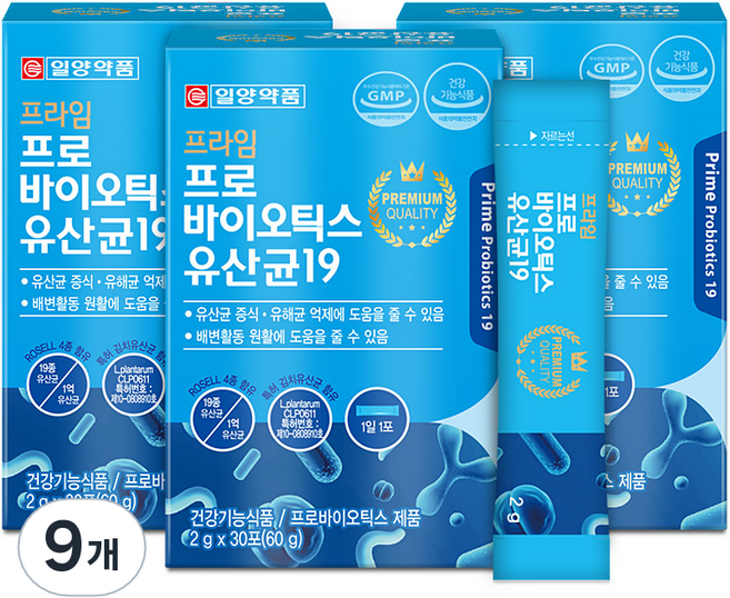 일양약품 프라임 프로바이오틱스 유산균19, 60g, 9개