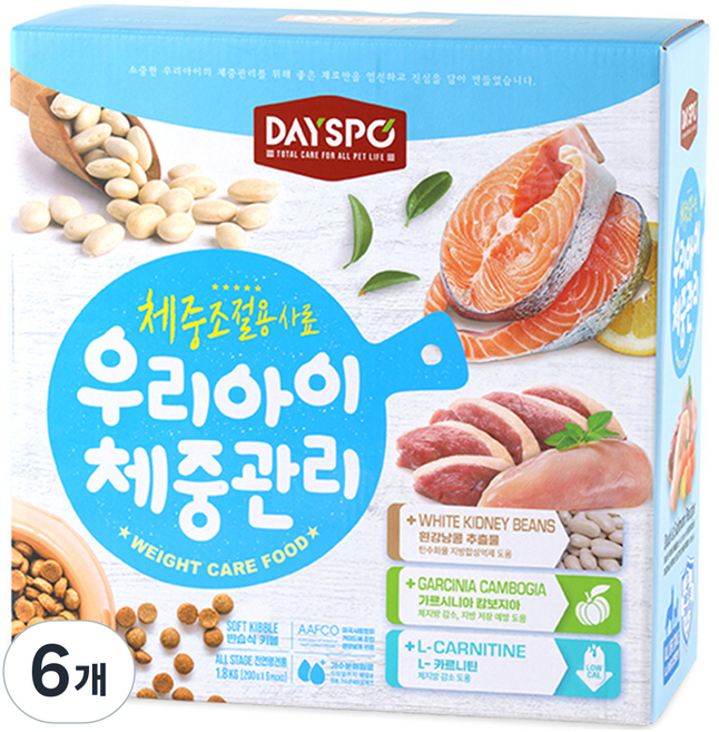 데이스포 강아지 전연령 우리아이 기능성 사료, 다이어트, 1.8kg, 6개