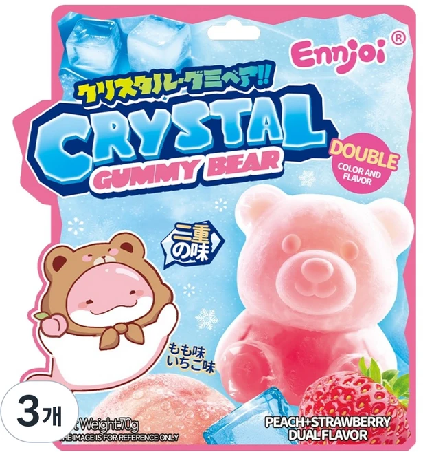 Ennjoi 크리스탈 구미베어 딸기복숭아맛, 3개, 70g - 쿠팡