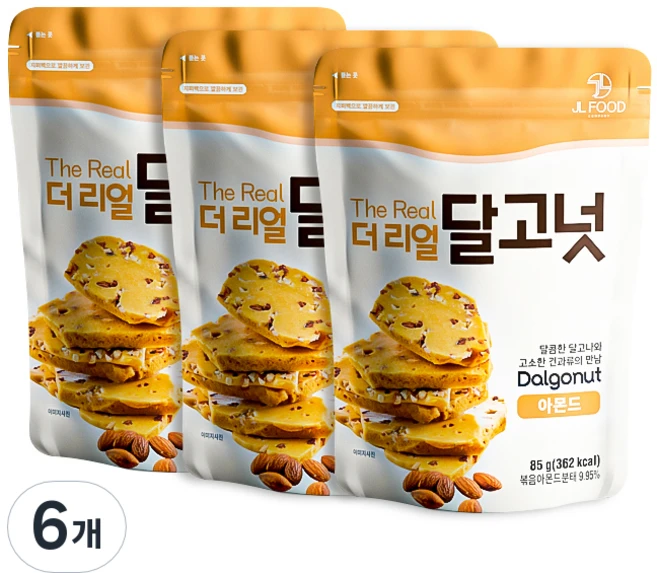 달고넛 더리얼 아몬드, 85g, 6개 - 쿠팡