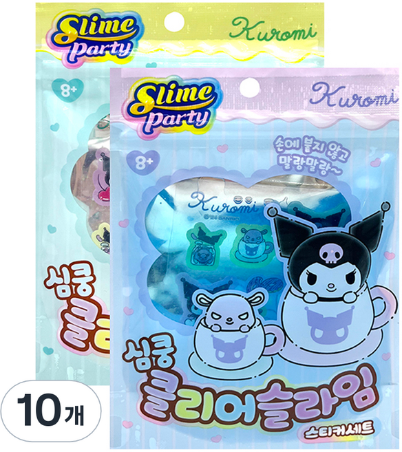 산리오 심쿵 클리어 슬라임 스티커 쿠로미, 랜덤발송, 10개