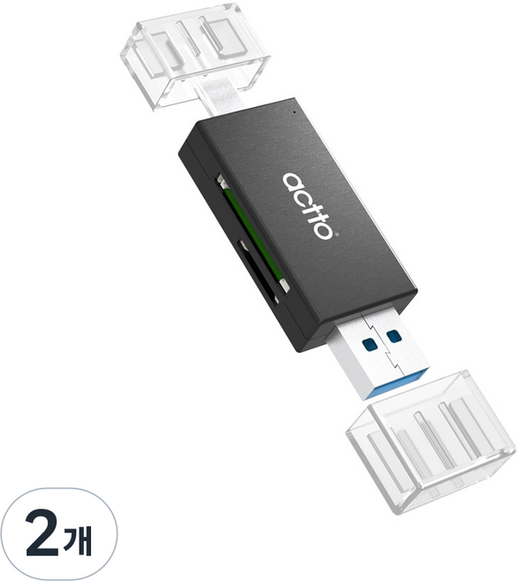 엑토 TF SD카드 USB 3.2 C타입 듀얼 OTG 멀티 카드리더기, OTG-10, 블랙, 2개