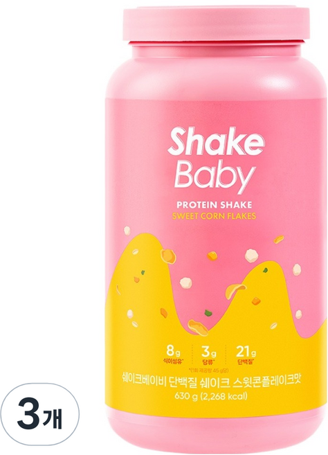 ShakeBaby Lacto-Cut 蛋白質奶昔 甜玉米片口味, 3個, 630g