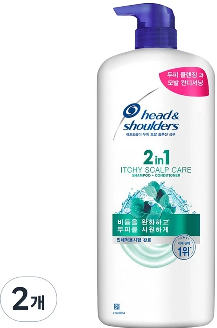 헤드앤숄더 2in1 가려운 두피 케어 샴푸 컨디셔너 겸용, 1.2L, 2개 - 쿠팡