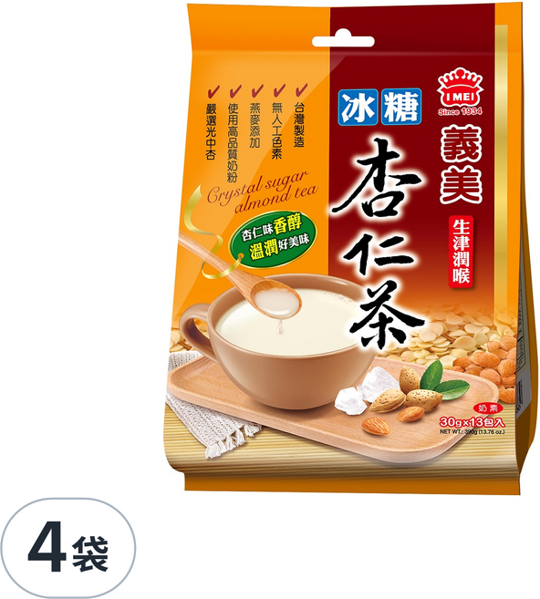義美 冰糖杏仁茶, 390g, 4袋