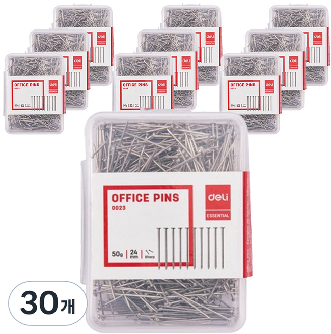 deLi 得力 大頭針 E0023 銀色, 100入, 30個