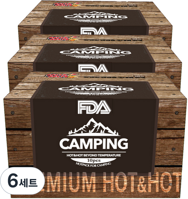 핫앤핫 초대형 캠핑용 핫팩 BROWN 230g, 6세트