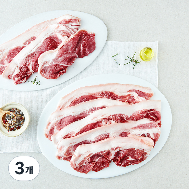 백두대간 한돈 얇은 미박 앞다리살 구이 불고기용 (냉장), 3개, 1kg