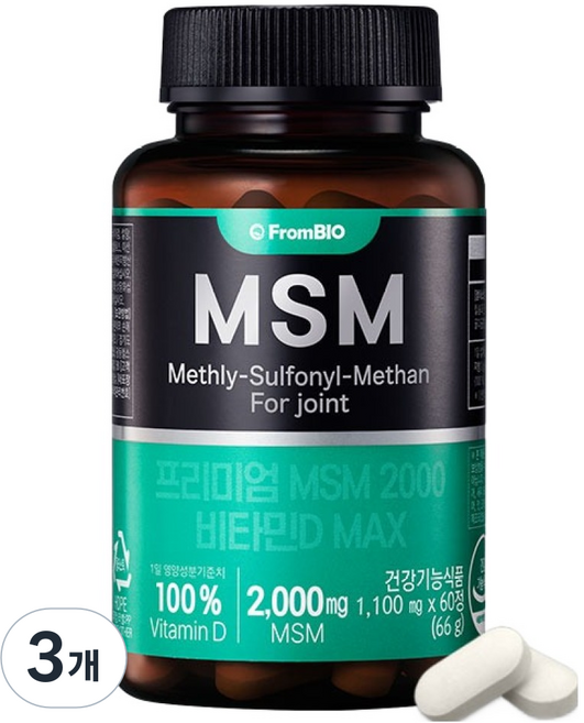 FromBIO 頂級 MSM 2000 維他命D MAX 66g, 3個, 60錠