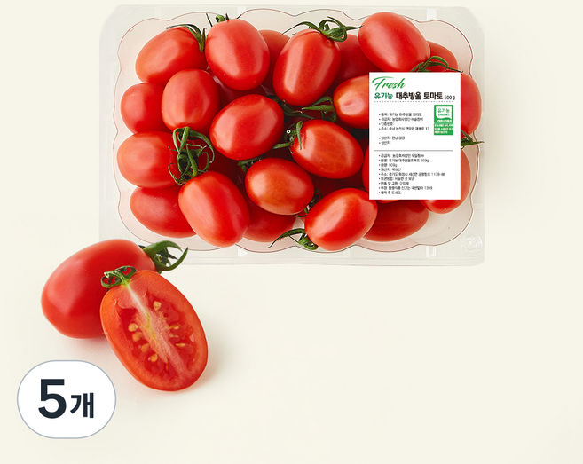 유기농 인증 대추방울 토마토, 500g, 5개