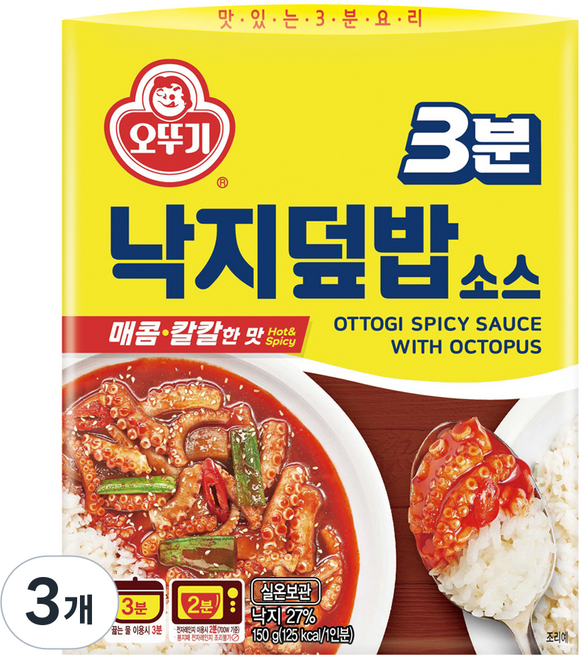 오뚜기3분 매운낙지 덮밥 소스, 150g, 3개