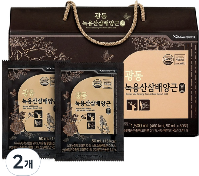 광동제약 녹용산삼배양근 골드 30p, 1.5L, 2개