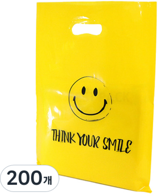 베스트팩 스마일 비닐 쇼핑백 중 25 x 38 cm, 옐로우, 200개