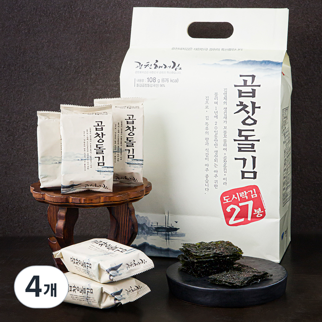 해저식품 광천해저 곱창돌김 도시락김 27봉, 4g, 27개입, 4개