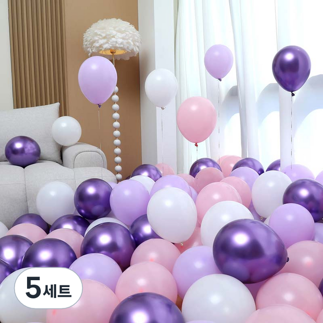 피앤비유니티 풍선 50p 세트 보라, 05 라벤다 러블리 4색혼합, 5세트