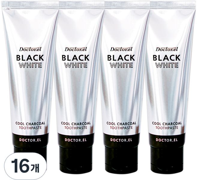 닥터이엘 블랙화이트 숯 치약, 120g, 16개