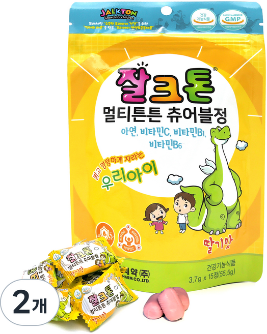조아제약 잘크톤 멀티튼튼 츄어블정 딸기맛 55.5g, 15정, 2개