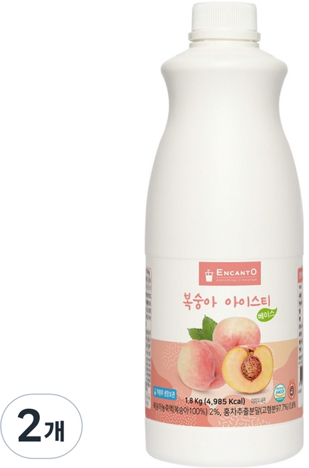 엔칸토 복숭아 아이스티 베이스, 2개, 1.8kg