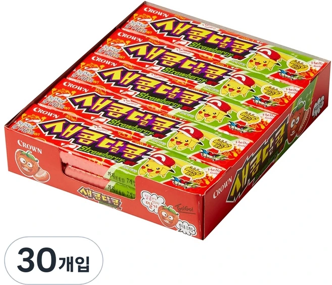 크라운 새콤달콤 딸기맛 츄잉캔디, 29g, 30개 - 쿠팡