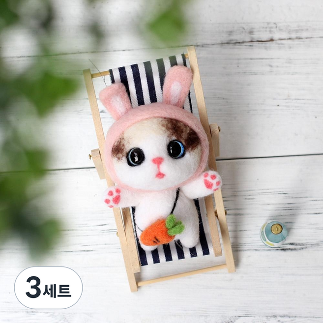 寵物娃娃 Yangyangi 羊毛氈娃娃 DIY 套組, 兔子貓咪, 3套