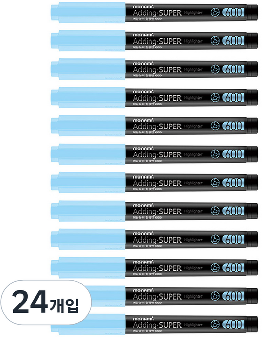 모나미 에딩슈퍼 600 파스텔 형광펜, 파스텔 블루, 24개입