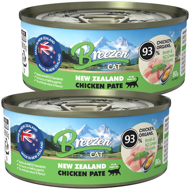 브리젠 전연령 고양이 뉴질랜드 파테 주식캔, 2개, 80g, 닭