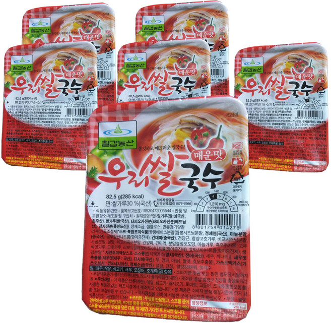 칠갑농산 우리쌀국수 매운맛, 82.5g, 6개