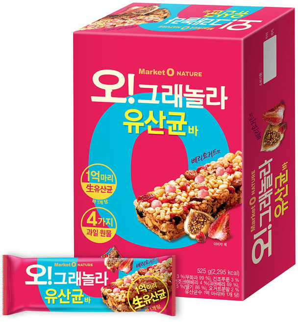 마켓오네이처 오 그래놀라 유산균바, 35g, 15개