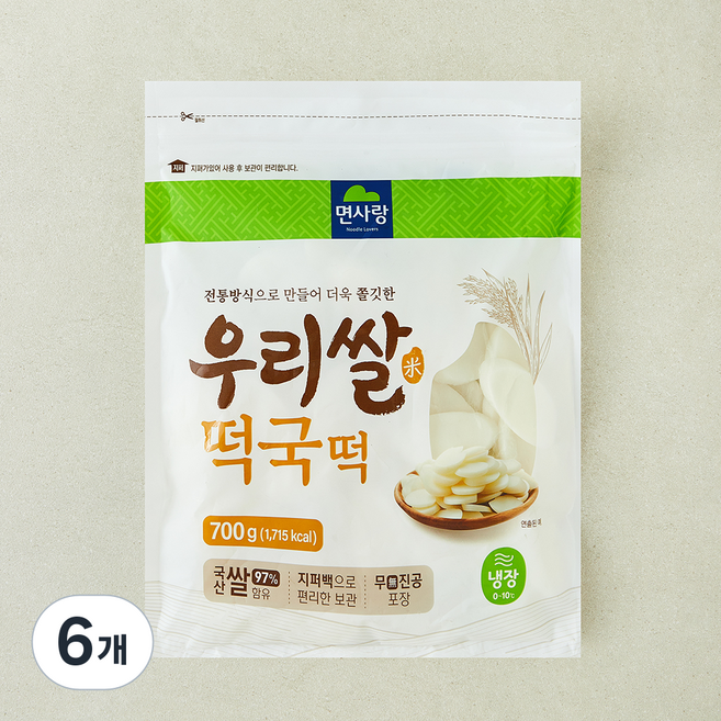 면사랑 우리쌀 떡국떡, 700g, 6개