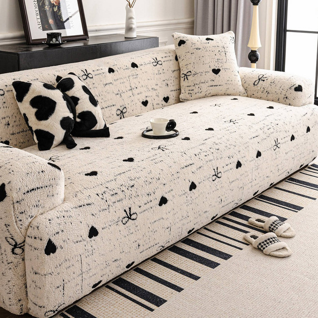 엑스터 모던 감성 고탄력 일체형 소파커버, 블랙하트, 1개