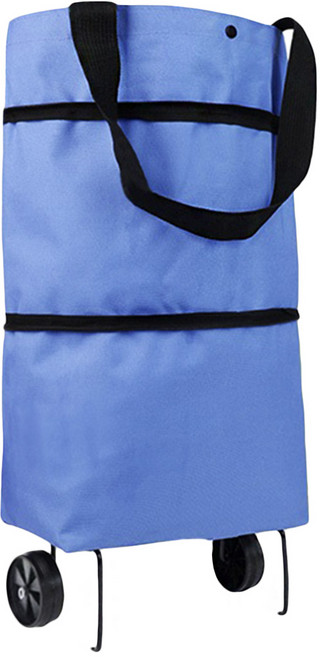 便攜可折疊拖輪購物推車 大容量設計 輪子摺疊好收納 加寬手提袋子, 顏色隨機, 1個