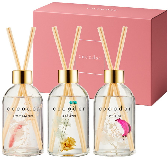 코코도르 하바리움 디퓨저 3종 세트, C호 (양재동꽃시장+프렌치라벤더+장미꽃다발), 200ml, 1세트
