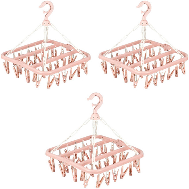 에이러블 다기능 접이식 옷걸이, 핑크, 3개