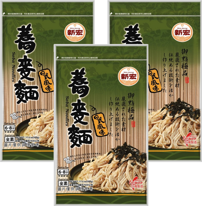 新宏蕎麥麵 - 500g 天風味 台灣製造, 3包