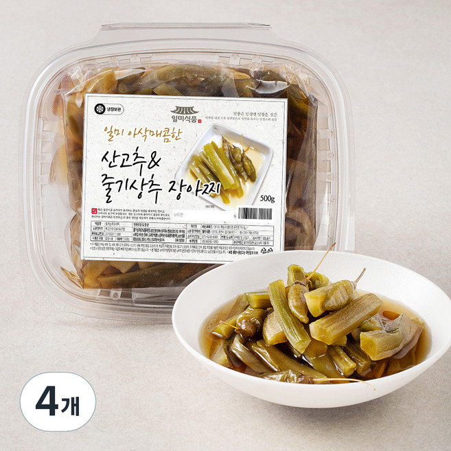 일미 아삭매콤한 산고추 앤 줄기상추 장아찌, 500g, 4개