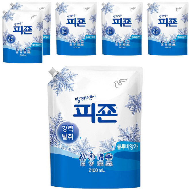 피죤 레귤러 섬유유연제 블루비앙카 리필, 2.1L, 6개