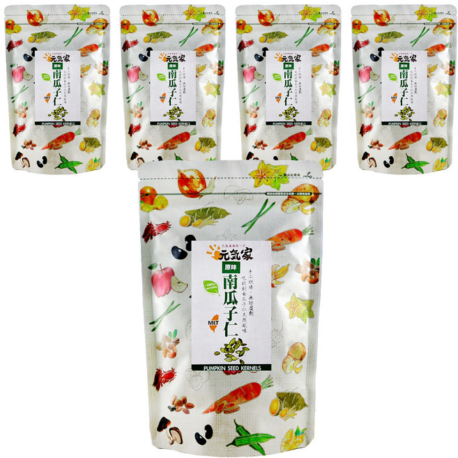 元氣家 烘焙去殼南瓜子仁 原味, 200g, 5包